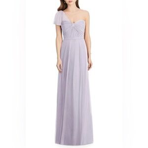 JENNY PACKHAM One-shoulder Chiffon A-line Gown In Moondance Lavender Size 16 NWT